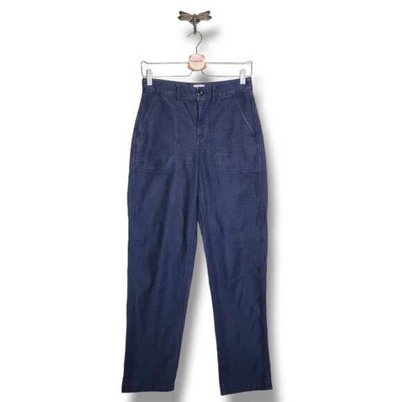 🔴 3/$25 J Crew 0 T High Rise Straight Garment Dyed Foundry Pant Navy 0T - Picture 1 of 12